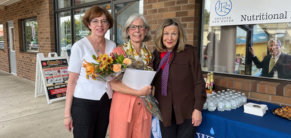 Linda Hyla and Pat Dillon day of pantry renaming